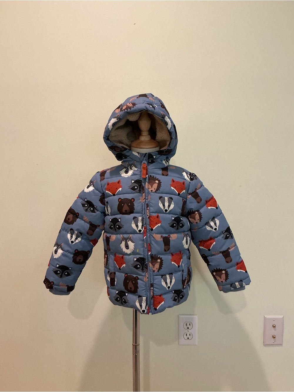Gymboree Blue Animal Face Puffer Jacket with Hood